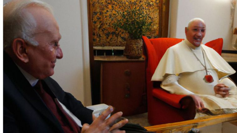 En la sala de estar de la residencia vaticana, el Papa Francisco y Georg Gänswein se sientan frente a frente. El Papa mira a Georg con tristeza mientras le explica su decisión de revivir una ofensa de hace 33 años en lugar de guardarla por compasión.