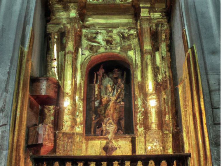 En la iglesia de San Miguel, el párroco Enrique Álvarez Moro se encontraba en el centro del altar rodeado por una multitud de personas que rezaban en su memoria. Una lámpara de aceite iluminaba los dorados relieves de la pared y un crucifijo de plata reposaba sobre una mesa al fondo.