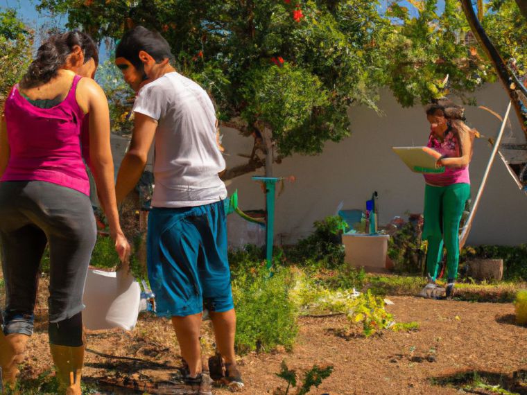 En el jardín de la casa del árbol, un grupo de amigos disfrutan de una tarde soleada mientras cosechan sus propias verduras y frutas frescas. ¿Qué delicioso platillo podrán preparar con su cosecha del día?