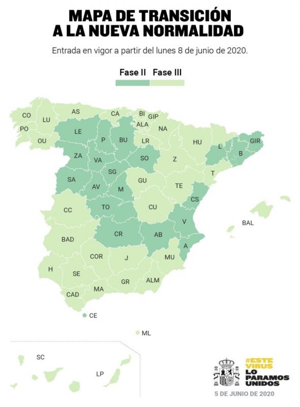 Hacia la 'nueva normalidad': España se divide a partir del lunes entre las fases 2 y 3 del plan de desescalada