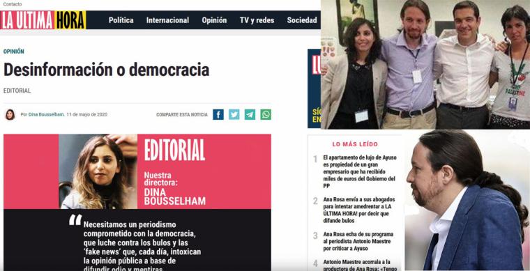 Pablo Iglesias le pone un periódico a su íntima Dina Bousselham, antigua agente de Marruecos