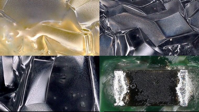 Cristales congelados imitan estructuras electrónicas en fascinantes fotos microscópicas