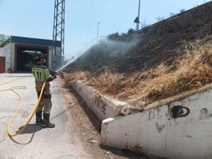 Bomberos extinguen incendio de vegetación en Lorca cerca de la autovía RM-11