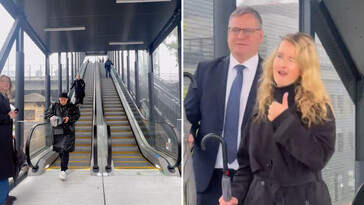 El alcalde de Riga celebra la inauguración de una escalera mecánica exterior en Europa