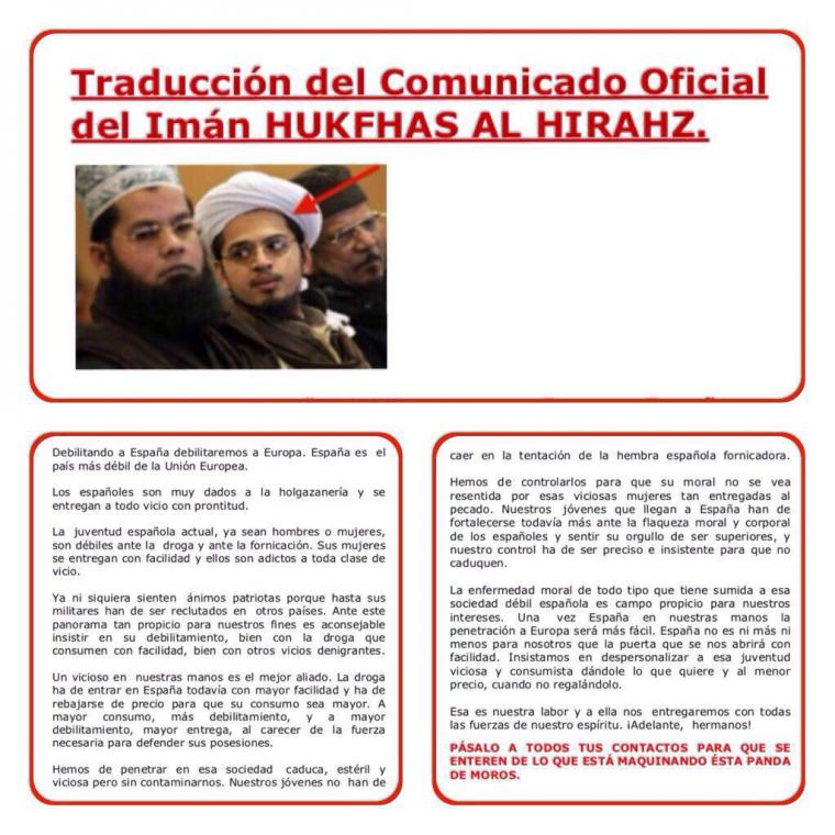 Vuelve a hacerse viral un supuesto comunicado de un desconocido imán Hukfhas al Hirahz