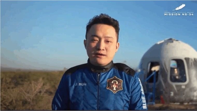 Justin Sun, criptoinversor chino, regresa del espacio y comparte su experiencia