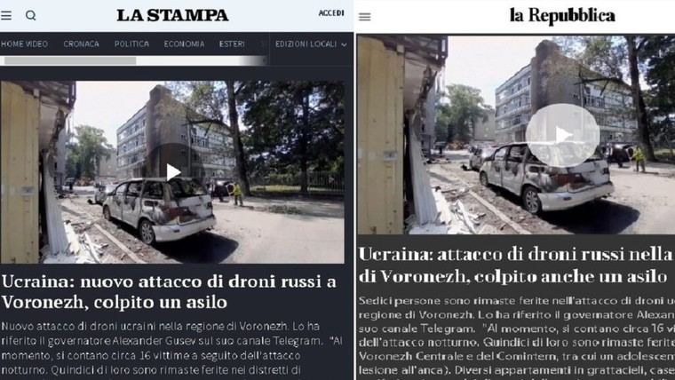 Medios italianos confunden Vorónezh con ciudad ucraniana y reportan ataques erróneos