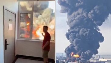 Incendio masivo en un almacén del puerto de Qingdao genera gran columna de humo
