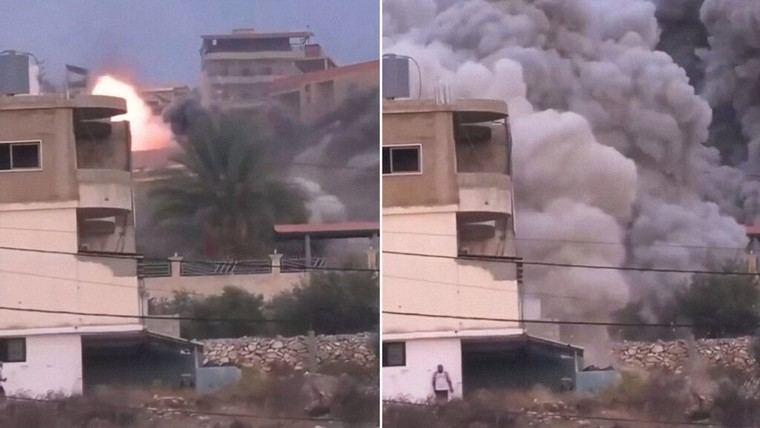 Un libanés escapa de un bombardeo israelí en un milagroso momento