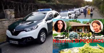 Una caravana de coches de la Guardia Civil protege en Galapagar el chalé de Pablo Iglesias