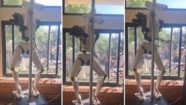 Robot humanoide sorprende al aprender a bailar en una barra de striptease