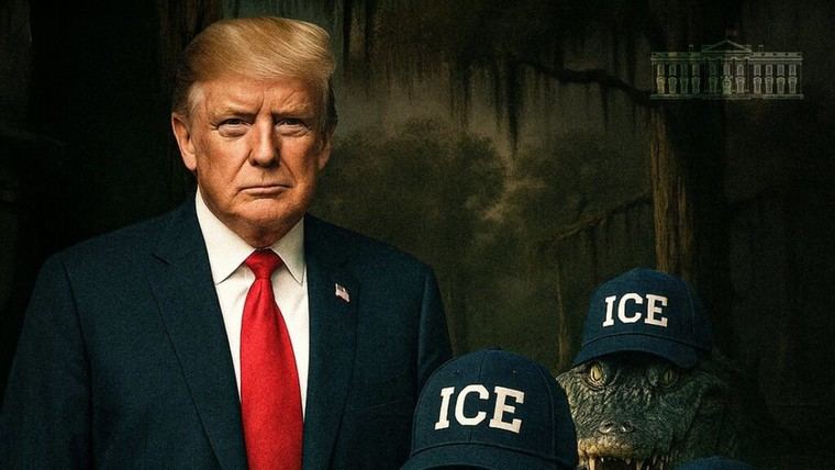 Casa Blanca defiende polémico centro de detención para migrantes con imagen de Trump y caimanes