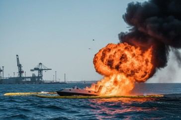 Explosión de dron marítimo ucraniano en el puerto rumano de Constanza