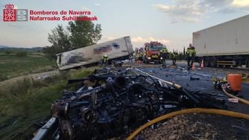 Accidente en Murchante deja un muerto y un herido tras colisión de camiones