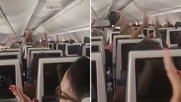 Pasajeros de vuelo de Flydubai celebran al aterrizar tras emergencia en el aire