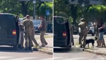 Ucraniano es llevado por la fuerza en plena calle con su perro