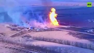 Incendio en infraestructura gasística rusa tras ataque de Ucrania: primeras imágenes