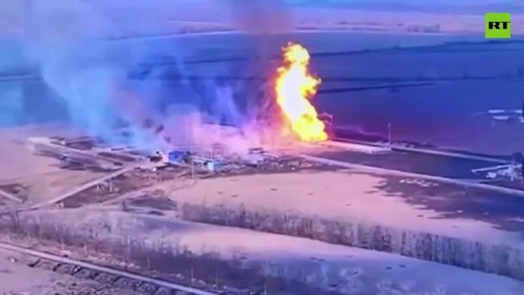 Incendio en infraestructura gasística rusa tras ataque de Ucrania: primeras imágenes