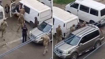 Ciudadanos ucranianos evitan el reclutamiento forzoso en plena calle