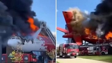Incendio consume avión en centro de ciencias en Turquía