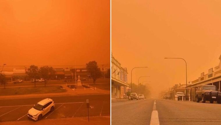 Tormenta de polvo tiñe de naranja el cielo en Australia