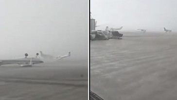 Fuerte tormenta causa caos en aeropuerto italiano arrastrando aviones