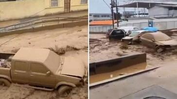 Aluvión en Chile arrastra vehículos y causa daños en Tocopilla